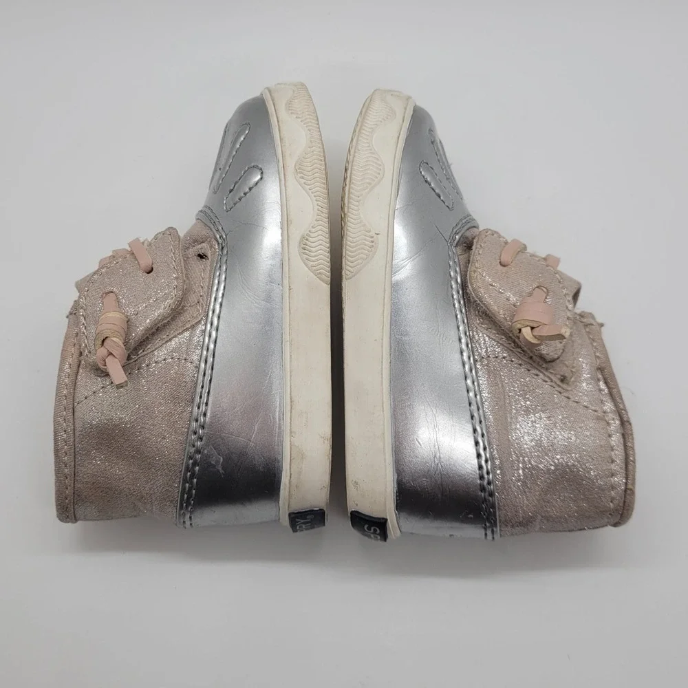 Sperry Icestorm Crib Metallic Silver Glitter Duck Boots Infant Size 3M